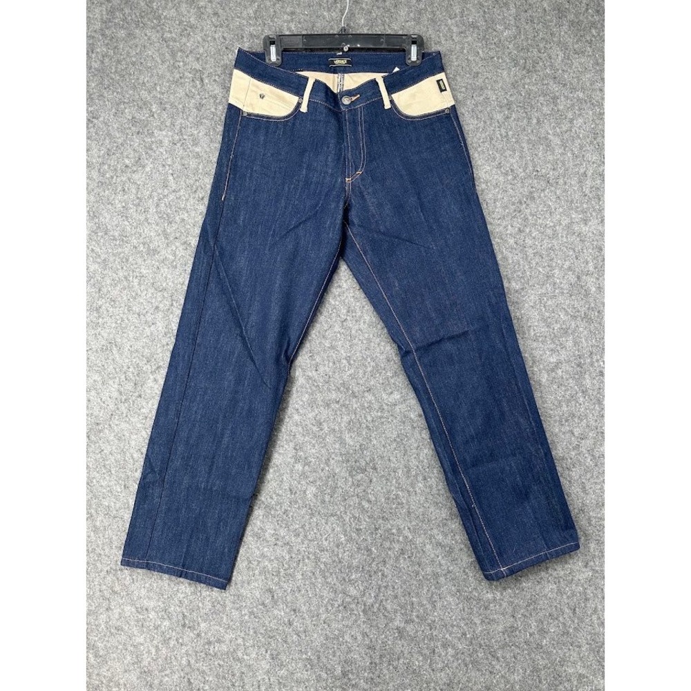 Versace Jeans Couture Vintage Mens Blue Beige Medusa Jeans 31 IT 45 Ittierre